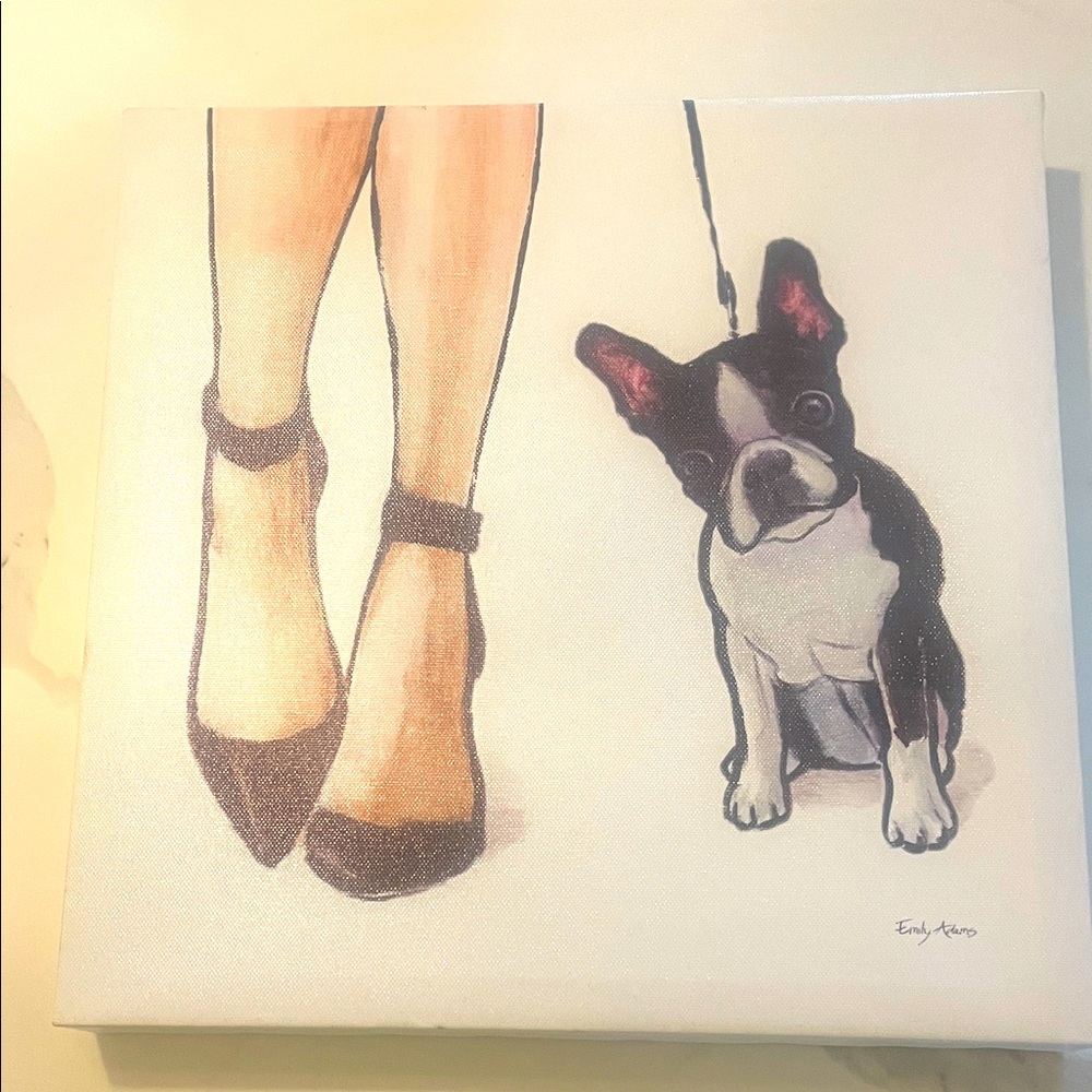 NEW Framed Canvas Art 12"x12" Boston Terrier Art - Picture 3 of 5